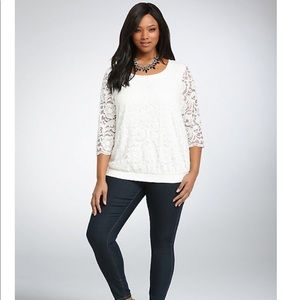 Torrid White Lace Sweater with Tonal underlay, 3X